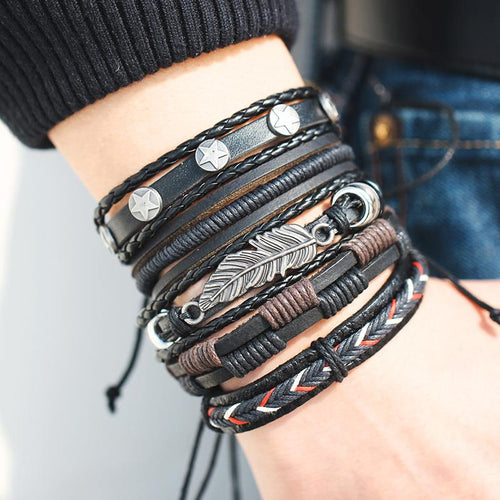 Bracelet Cuir Multicouche Homme